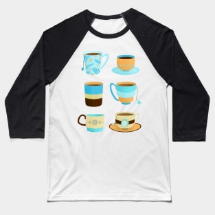 Blue and tan retro tea cups Baseball T-Shirt